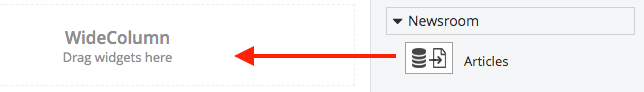 Dragging newsroom widget to content area