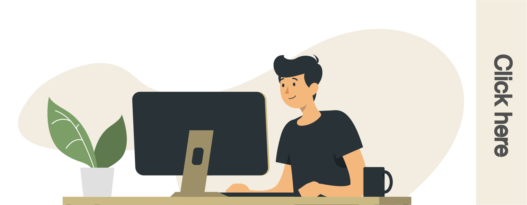 Graphic of person using computer