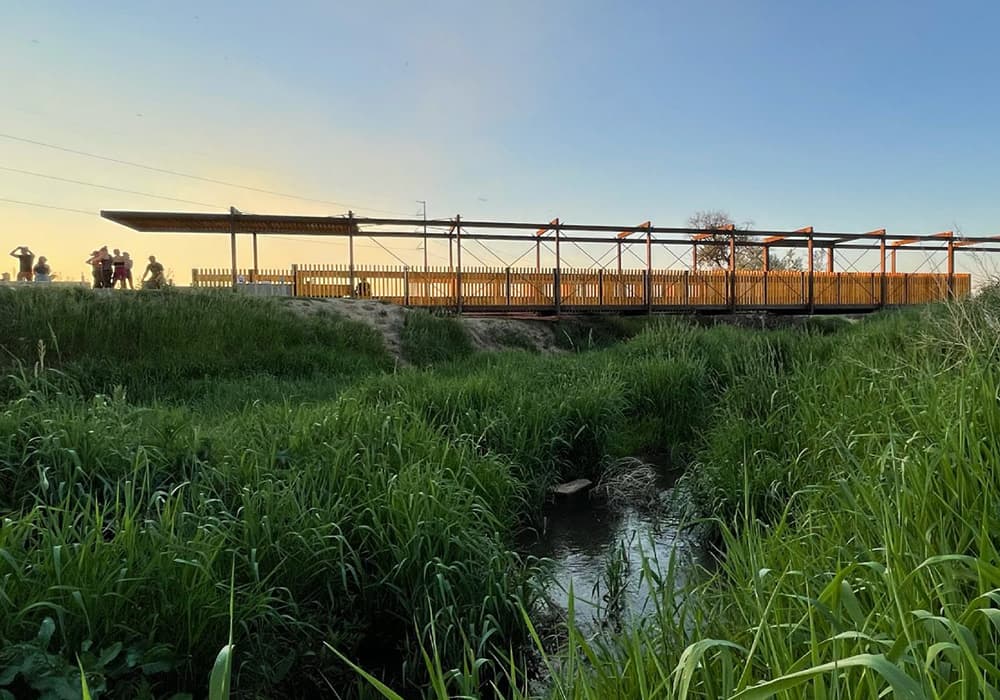 The finished bridge designed and built by CU Denver students