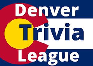 Denver Trivia League in block lettering over the top of the Colorado flag.