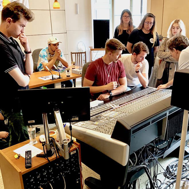 Students working in audio lab