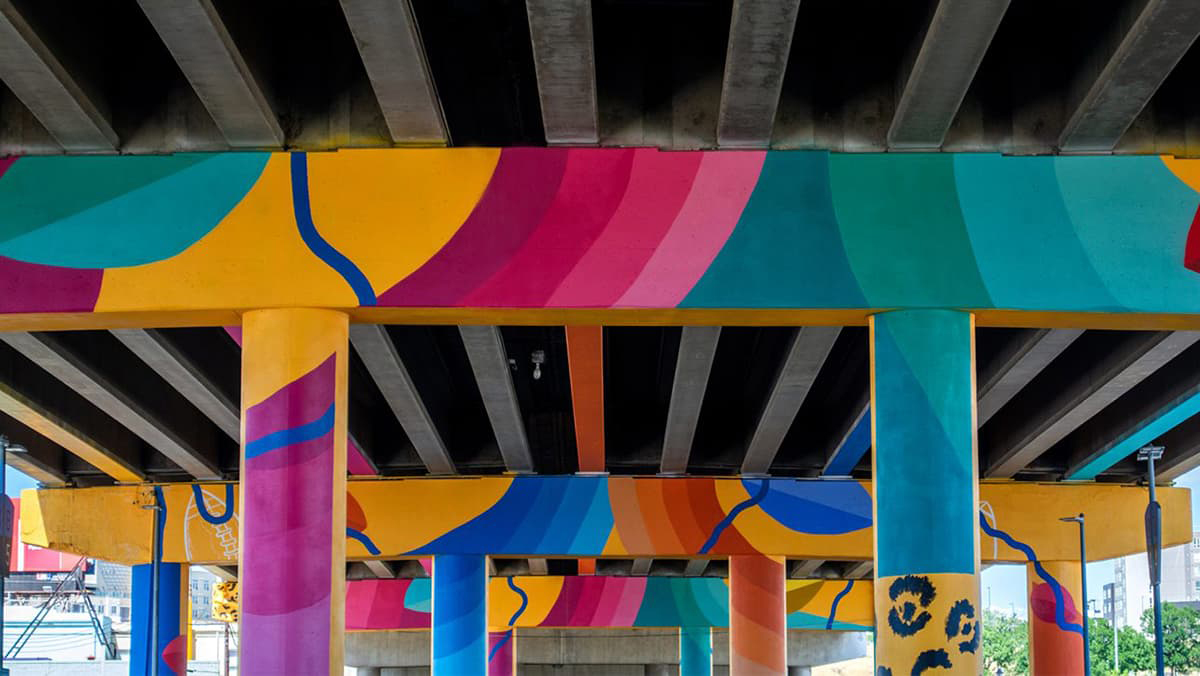Bright and colorful viaduct.
