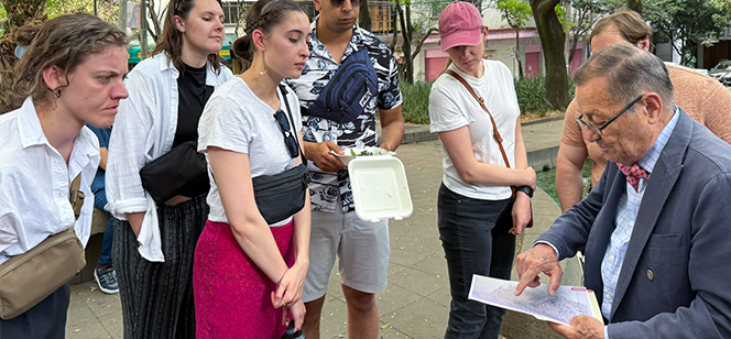 CU Denver architecture students with professor studying abroad.