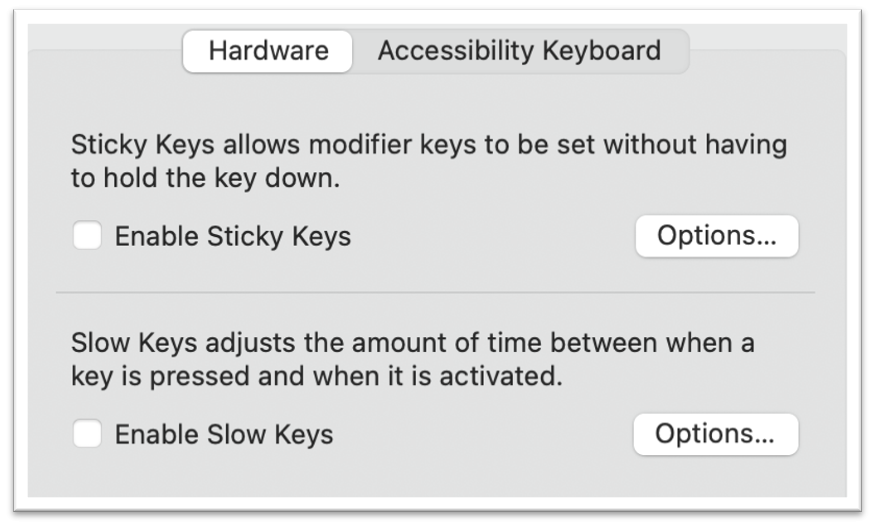 sticky Keys settings