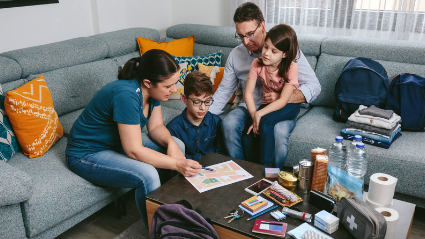 A family prepares for an emergency