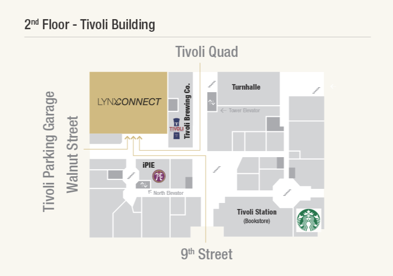 Map of LynxConnect location within Tivoli Student Union